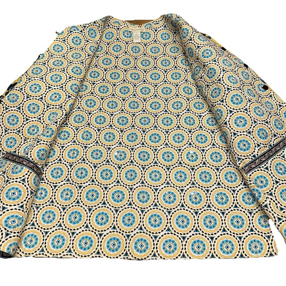 Appleseed's Reversible Quilted Yellow‎ Floral Geo Cotton Button Jacket Women's L - Picture 4 of 11